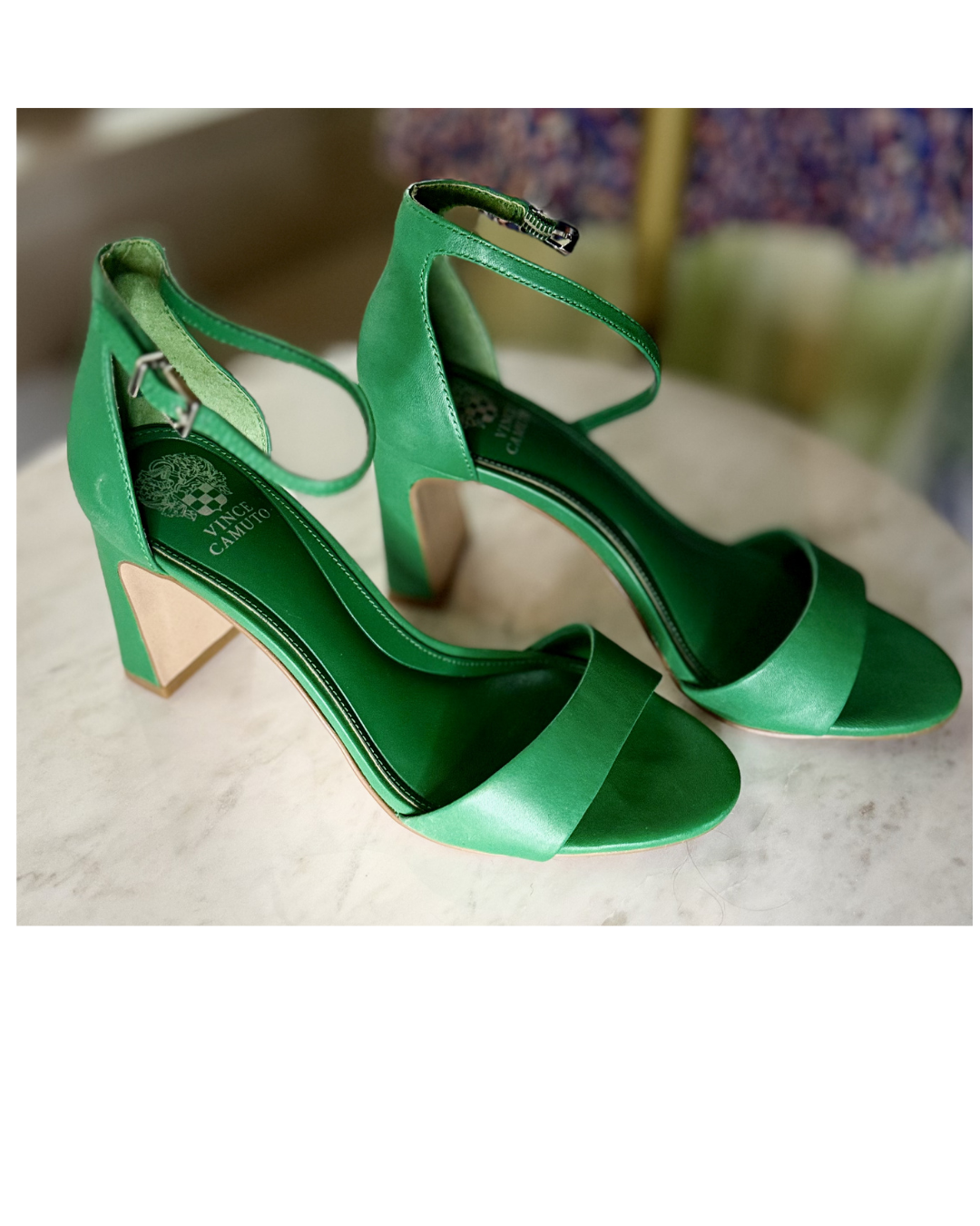 Emerald Green Vince Camuto ankle strap heels