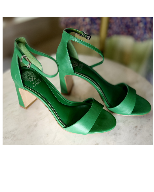 Emerald Green Vince Camuto ankle strap heels