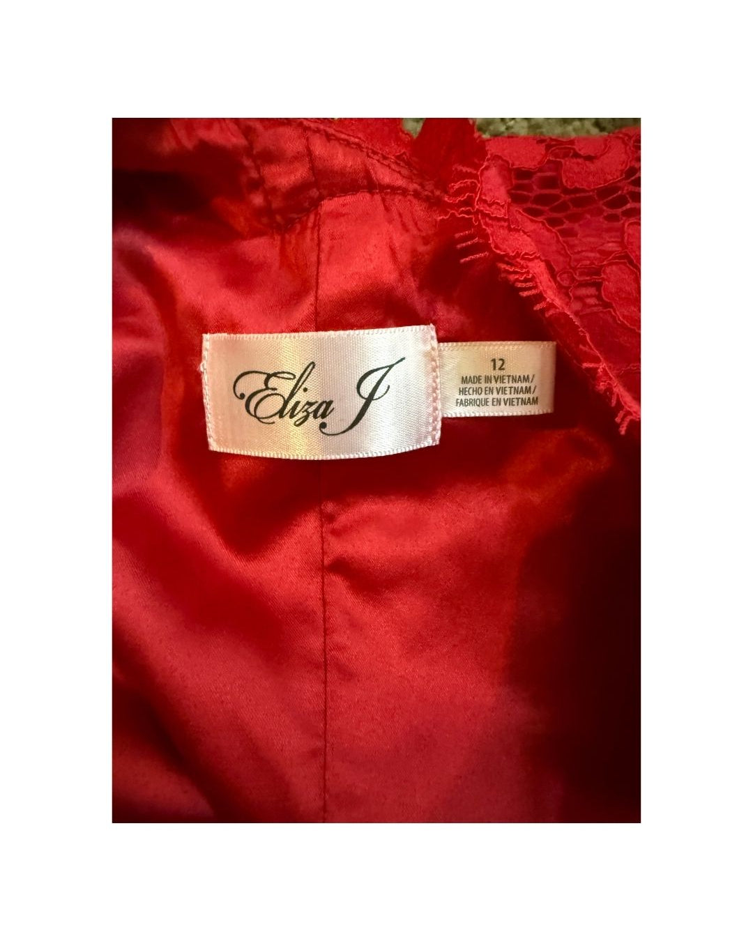 Size 12 Red Eliza Lace one shoulder event dress