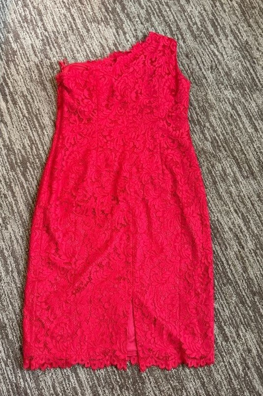 Size 12 Red Eliza Lace one shoulder event dress