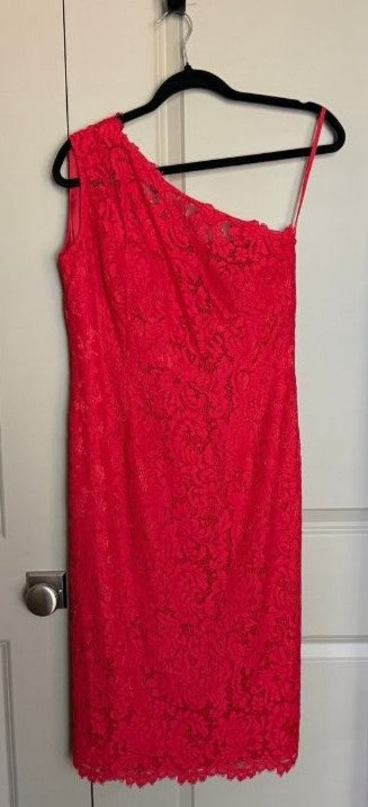 Size 12 Red Eliza Lace one shoulder event dress