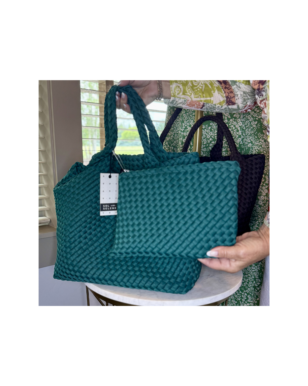 SOL and SELENE Sky's the Limit Medium Green Tote Bag NWT