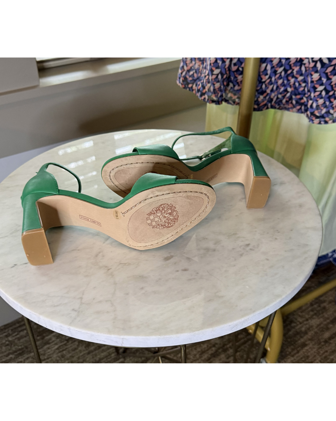 Emerald Green Vince Camuto ankle strap heels