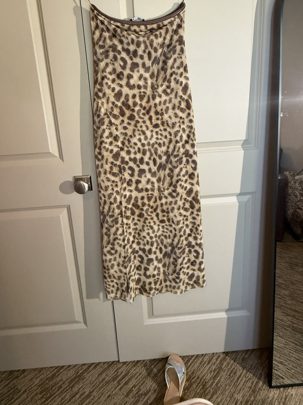 Zara Strapless Mesh Leopard print Maxi dress Sz MEDIUM