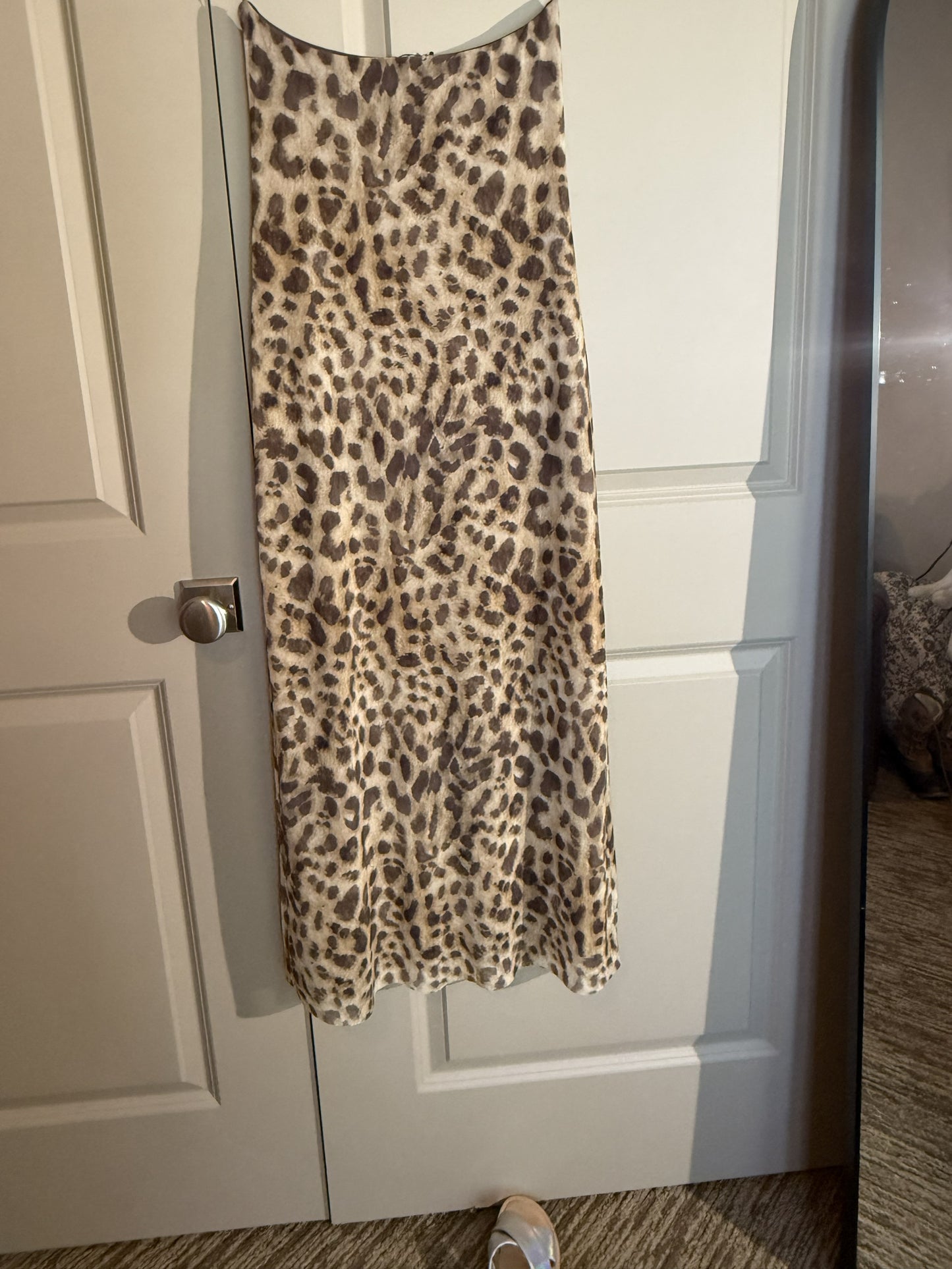 Zara Strapless Mesh Leopard print Maxi dress Sz MEDIUM