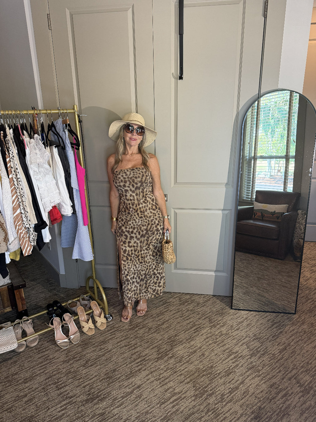 Zara Strapless Mesh Leopard print Maxi dress Sz MEDIUM