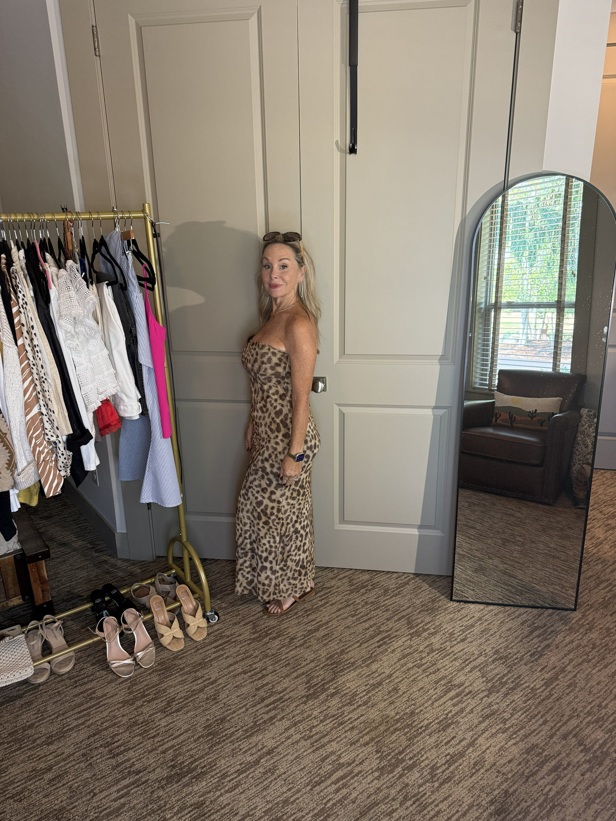 Zara Strapless Mesh Leopard print Maxi dress Sz MEDIUM