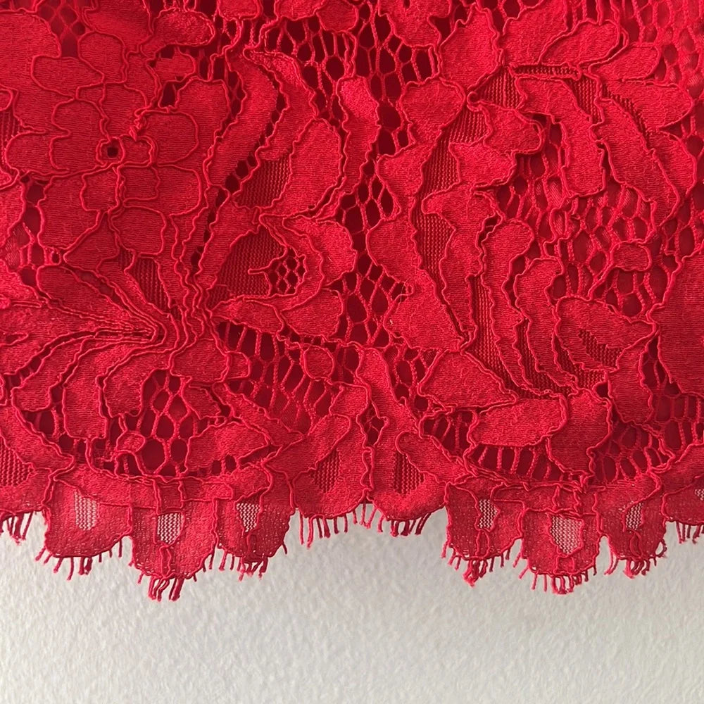 Size 12 Red Eliza Lace one shoulder event dress